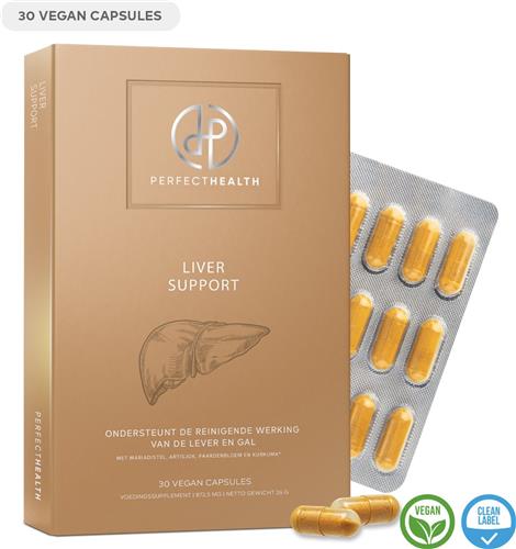 Perfect Health - Kurkuma Capsules - Mariadistel - Reinigt Lever en Gal - Goede Spijsvertering - 30 Stuks - Leversupplementen Met Zwarte Peper - Vegan
