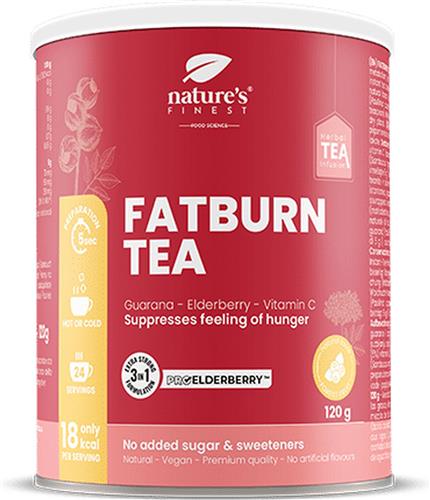 Fat Burn Tea - Instant fatburn tea met vlierbes, guarana extract, witte thee en vitamine C - Draagt ??bij aan de vetstofwisseling, het elimineren van overtollig lichaamsgewicht en onderdrukken hongergevoel