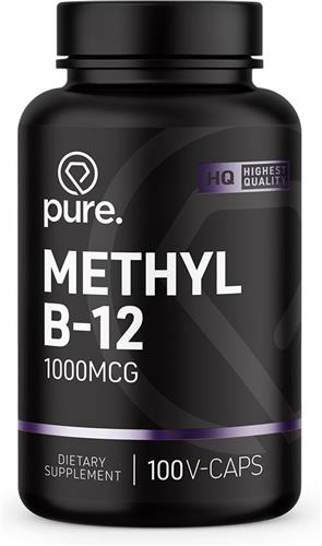 Pure. Methyl B-12 - 1000mcg - 100 V-Caps - vitamine B-12 - methylcobalamine B-12 - vegan capsules