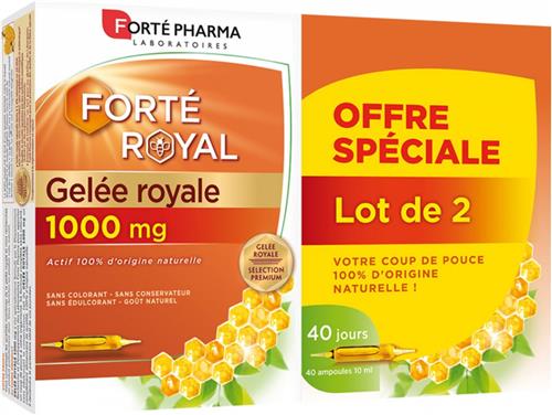 Forté Pharma Forté Royal Royal Jelly 1000 mg Verpakking van 2 x 20 Flacons