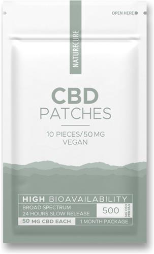 Nature Cure CBD-Pleisters -50 mg CBD- Broad Spectrum 10 stuks