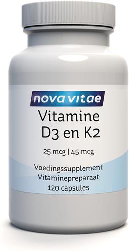 Nova Vitae - Vitamine D3 en K2 - 120 capsules