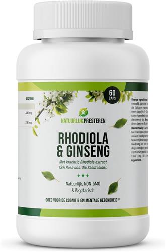 Rhodiola & Ginseng - Adaptogene kruiden - Anti Stress - Topkwaliteit Rhodiola Rosea en Panax Ginseng - Natuurlijk - Vegan -  60 caps