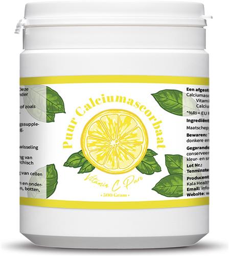Calcium Ascorbaat Poeder - 500g - Gebufferde Vitamine C Supplement - Goed opneembaar - Kala Health