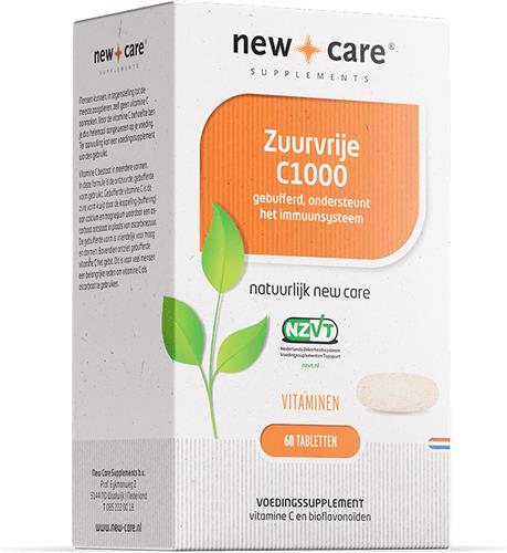 New Care Zuurvrije vitamine C1000- gebufferd - 60 tabletten - NZVT - vegetarisch