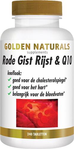 Golden Naturals Rode Gist Rijst & Q10 (240 veganistische tabletten)