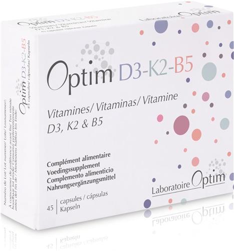 Vitamine k2 d3 B5 - Optim D3-K2-B5 - 45 capsules - Voedingssupplement - vegan - Botten en immuunsysteem