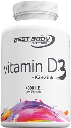D+K+Zn - vitamine D3 4000ie + K2 60mcg + zink 80 tabletten | Best Body