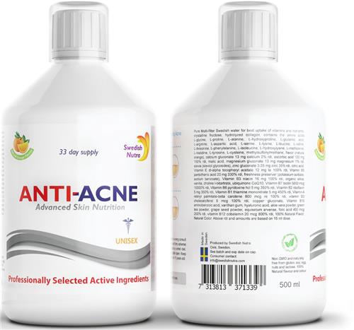 Swedish Nutra | Anti-Acne Advanced Skin Nutrition| natuurlijke ontstekingsremmers| rijke vitamines, mineralen, eiwitten en kruiden
