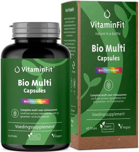 VitaminFit Vegan Multivitamine Capsules - 100% Natuurlijk & Plantaardig - 60 Capsules - Mix van Bio-actieve Vitamines en Mineralen