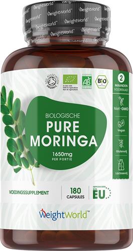 WeightWorld Biologische Moringa capsules - 1650 mg - 180 capsules - Rijk aan antioxidanten en vitaminen