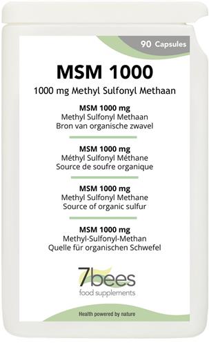 MSM 1000 - 90 capsules - Natuurlijk organisch gebonden zwavel - 1000 mg/capsules | 7Bees