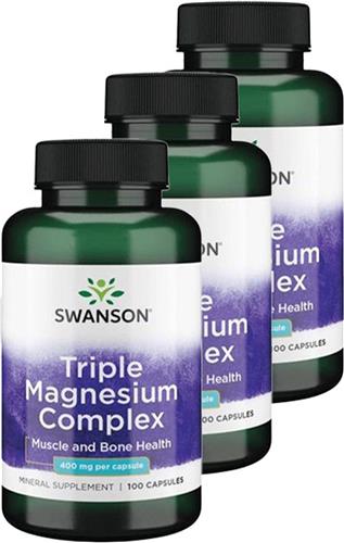Swanson | Triple Magnesium complex 400mg | 100 Capsules | 3 stuks | 3 x 100 Capsules