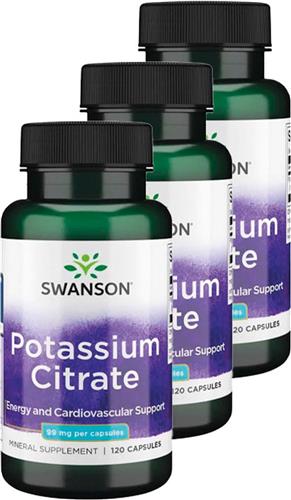 Swanson | Potassium Citraat | 120 Capsules | 3 stuks | 3 x120 Capsules