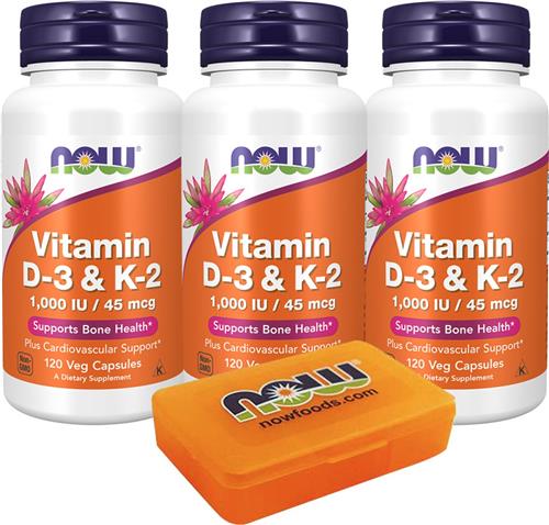 Now Foods - Vitamine D3 & K2 - 360 veggie caps - Met pilbox