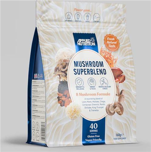 Applied Nutrition - Mushroom Superblend - lions mane - chaga - maitake - reishi - tremella - shiitake - cordyceps sinensis - king trumpet