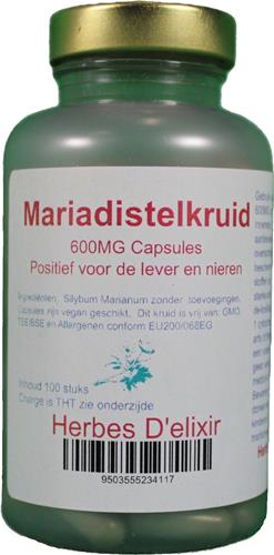 Herbes D'elixir Mariadistelkruid Capsules - 100 Stuks - Voedingssupplement - Ondersteunt de Lever