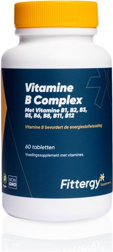 Fittergy Supplements - Vitamine B complex - 60 tabletten - Met Vitamine B1, B2, B3, B5, B6, B8, B11, B12 - Multi vitaminen mineralen - vegan - voedingssupplement
