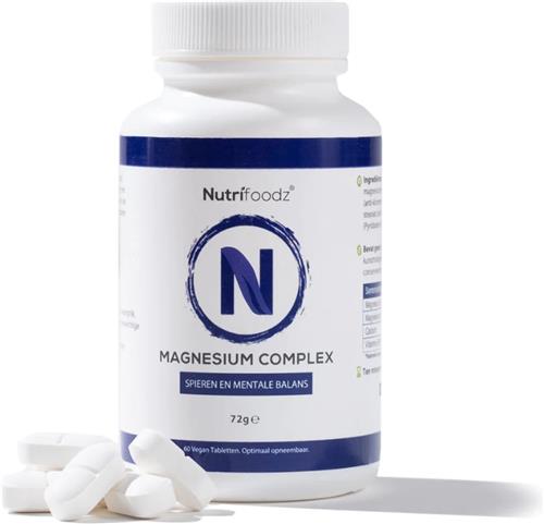 Nutrifoodz® Magnesium Complex – Supplement goed voor de spieren – Met Calcium en B6 - Vegan - 72g - 60 tabletten